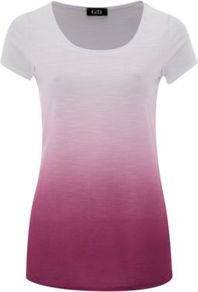 G21 Dip Dye Top Multi - sleeve style: capped; style: t-shirt; pattern: tie dye; predominant colour: magenta; occasions: casual; length: standard; neckline: scoop; fibres: polyester/polyamide - stretch; fit: body skimming; sleeve length: short sleeve; texture group: jersey - clingy; pattern type: fabric; pattern size: standard