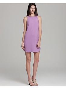 Shift Dress Ponte Sleeveless - style: shift; length: mid thigh; neckline: round neck; pattern: plain; sleeve style: sleeveless; predominant colour: lilac; occasions: casual, evening; fit: soft a-line; fibres: polyester/polyamide - mix; sleeve length: sleeveless; texture group: silky - light; pattern type: fabric; pattern size: standard