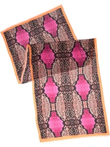 Ted Baker Cobraa Reptile Print Scarf - predominant colour: hot pink; occasions: casual, evening, work; type of pattern: large; style: regular; size: large; material: fabric; pattern: animal print