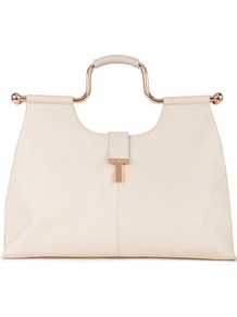 Ted Baker Finlan Bobble Handle Tote Bag - predominant colour: stone; occasions: casual, work; style: tote; length: handle; size: standard; material: leather; pattern: plain; finish: plain; embellishment: chain/metal