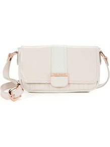 Ted Baker Staag Quilted Two Tone Bag - predominant colour: ivory; occasions: casual, evening; style: shoulder; length: across body/long; size: small; material: leather; embellishment: quilted; pattern: plain; finish: patent