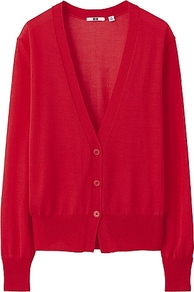 Women Light V Neck Cardigan 14 Red - neckline: low v-neck; sleeve style: dolman/batwing; pattern: plain; length: below the bottom; predominant colour: true red; occasions: casual, work; style: standard; fibres: viscose/rayon - 100%; fit: standard fit; sleeve length: long sleeve; texture group: knits/crochet; pattern type: knitted - other; pattern size: standard