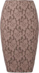 Lace Pencil Skirt Dusky Rose - length: below the knee; style: pencil; fit: tight; waist detail: elasticated waist; waist: mid/regular rise; predominant colour: taupe; occasions: evening, work, occasion; texture group: lace; pattern type: fabric; pattern size: small & busy; pattern: florals; fibres: cashmere - mix