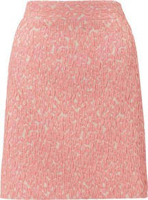 Animal Jacquard Skirt - fit: tailored/fitted; waist: mid/regular rise; predominant colour: pink; occasions: casual, evening, work; length: just above the knee; style: a-line; fibres: cotton - mix; pattern type: fabric; pattern size: standard; pattern: animal print; texture group: brocade/jacquard