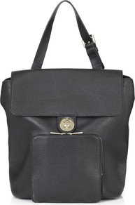 Portland Backpack - predominant colour: black; occasions: casual, work; style: rucksack; length: handle; size: standard; material: leather; pattern: plain; finish: plain