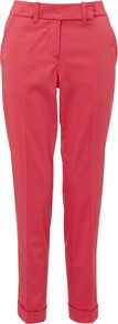 Cotton Stretch Sateen Trousers - pattern: plain; waist: mid/regular rise; predominant colour: true red; occasions: casual, evening, work; length: ankle length; fibres: cotton - stretch; hip detail: fitted at hip (bottoms); jeans & bottoms detail: turn ups; texture group: structured shiny - satin/tafetta/silk etc.; fit: slim leg; pattern type: fabric; pattern size: standard; style: standard