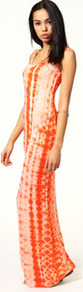 Abigail Tie Dye Scoop Neck Maxi Dress - sleeve style: sleeveless; style: maxi dress; pattern: tie dye; predominant colour: bright orange; occasions: casual, holiday; length: floor length; fit: body skimming; neckline: scoop; fibres: viscose/rayon - stretch; sleeve length: sleeveless; pattern type: fabric; pattern size: standard; texture group: jersey - stretchy/drapey