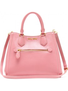Structured Leather Tote - predominant colour: pink; occasions: casual, work; style: tote; length: handle; size: standard; material: leather; embellishment: zips; pattern: plain; finish: plain