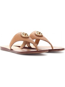 Selma Leather Thong Sandals - predominant colour: tan; occasions: casual, holiday; material: leather; heel height: flat; heel: standard; toe: toe thongs; style: flip flops / toe post; finish: plain; pattern: plain; embellishment: applique