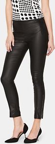 Pu Trousers, Black - pattern: plain; waist detail: wide waistband/cummerbund; waist: mid/regular rise; predominant colour: black; occasions: casual, evening, work; length: ankle length; fibres: cotton - mix; fit: skinny/tight leg; pattern type: fabric; pattern size: standard; texture group: other - stretchy; style: standard