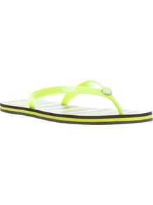 Printed Flip Flop - predominant colour: yellow; occasions: casual, holiday; material: plastic/rubber; heel height: flat; heel: standard; toe: toe thongs; style: flip flops / toe post; trends: fluorescent; finish: plain; pattern: plain