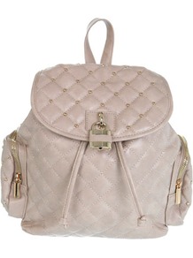 Nude Quilt Rucksack - predominant colour: stone; occasions: casual; style: rucksack; length: rucksack; size: standard; material: faux leather; embellishment: studs; pattern: plain; finish: plain
