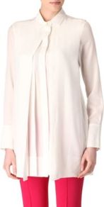 Terme Silk Shirt - neckline: shirt collar/peter pan/zip with opening; pattern: plain; length: below the bottom; style: shirt; predominant colour: white; occasions: casual, work; fibres: silk - 100%; fit: loose; sleeve length: long sleeve; sleeve style: standard; texture group: sheer fabrics/chiffon/organza etc.