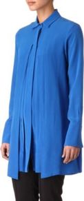 Terme Silk Shirt - neckline: shirt collar/peter pan/zip with opening; pattern: plain; length: below the bottom; style: shirt; predominant colour: royal blue; occasions: casual, work, occasion; fibres: silk - 100%; fit: loose; sleeve length: long sleeve; sleeve style: standard; texture group: sheer fabrics/chiffon/organza etc.; pattern type: fabric