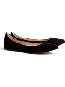 Black Ella Ballerina Pumps - predominant colour: black; occasions: casual, work; material: suede; heel height: flat; toe: pointed toe; style: ballerinas / pumps; finish: plain; pattern: plain
