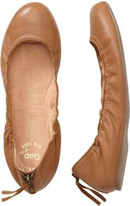 Scrunch Flats - predominant colour: camel; occasions: casual, work, holiday; material: leather; heel height: flat; embellishment: zips; toe: round toe; style: ballerinas / pumps; finish: plain; pattern: plain
