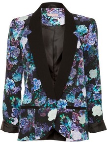 Floral Print Blazer - style: single breasted blazer; collar: standard lapel/rever collar; occasions: casual, evening, work, occasion; length: standard; fit: straight cut (boxy); fibres: polyester/polyamide - 100%; back detail: back vent/flap at back; predominant colour: multicoloured; sleeve length: long sleeve; sleeve style: standard; trends: high impact florals; collar break: low/open; pattern type: fabric; pattern size: big & busy; pattern: florals; texture group: woven light midweight