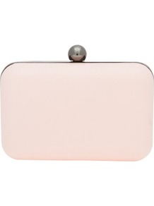 Pink Box Clutch - predominant colour: pink; occasions: evening, occasion; style: clutch; length: hand carry; size: standard; material: plastic/rubber; pattern: plain; finish: plain