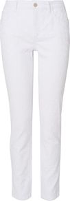 Women's Nancy Jacquard Jean, White - pattern: plain; pocket detail: traditional 5 pocket; style: slim leg; waist: mid/regular rise; predominant colour: white; occasions: casual, holiday; length: ankle length; fibres: cotton - mix; texture group: denim; pattern type: fabric