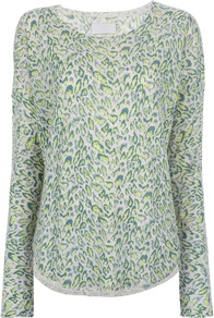 'Kimmy' Leopard Print Top - neckline: round neck; pattern: plain; length: below the bottom; predominant colour: emerald green; secondary colour: lime; occasions: casual; style: top; fit: body skimming; sleeve length: long sleeve; sleeve style: standard; pattern type: fabric; pattern size: standard; texture group: other - light to midweight; fibres: cashmere - mix