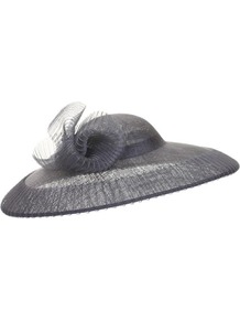 Genevieve - predominant colour: silver; occasions: occasion; style: wide brimmed; size: large; material: sinamay; pattern: plain