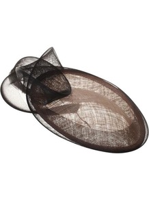 Megan - predominant colour: camel; occasions: occasion; type of pattern: standard; style: fascinator; size: standard; material: sinamay; pattern: two-tone