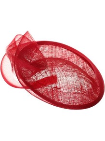 Molly - predominant colour: true red; occasions: occasion; style: fascinator; size: standard; material: sinamay; pattern: plain