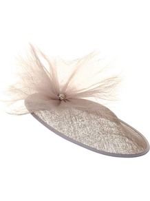 Suzie - predominant colour: nude; occasions: occasion; style: fascinator; size: large; material: sinamay; embellishment: crystals; pattern: plain