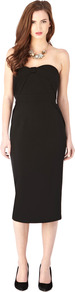 Alves Dress - style: shift; length: below the knee; fit: tailored/fitted; pattern: plain; sleeve style: strapless; bust detail: added detail/embellishment at bust; waist detail: fitted waist; neckline: sweetheart; predominant colour: black; occasions: evening, occasion; fibres: viscose/rayon - stretch; sleeve length: sleeveless; texture group: technical outdoor fabrics; pattern type: fabric