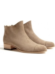 Exclusive Neutral Beau5 Zip Back Ankle Boots - predominant colour: camel; occasions: casual, evening, work; material: suede; heel height: mid; embellishment: zips; heel: block; toe: round toe; boot length: ankle boot; style: standard; finish: plain; pattern: plain