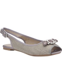 Raffia Jewelled Slingback Sandals - predominant colour: stone; occasions: casual, evening, work, holiday; material: macrame/raffia/straw; heel height: flat; embellishment: jewels; ankle detail: ankle strap; heel: standard; toe: open toe/peeptoe; style: standard; finish: plain; pattern: plain