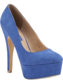 Limited Edition High Platform Shoes - predominant colour: denim; occasions: evening, work, occasion; material: suede; heel height: high; heel: platform; toe: round toe; style: courts; finish: plain; pattern: plain