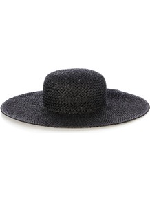 Floppy Hat, Black - predominant colour: black; occasions: casual, holiday; style: wide brimmed; size: large; material: macrame/raffia/straw; pattern: plain