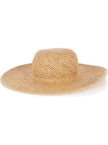 Floppy Hat, Neutral - predominant colour: stone; occasions: casual, holiday; style: sunhat; size: large; material: macrame/raffia/straw; pattern: plain