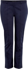 Navy Cropped Twill Chino Trousers - pattern: plain; waist: mid/regular rise; predominant colour: navy; occasions: casual, evening, work; length: ankle length; style: chino; fibres: cotton - stretch; fit: slim leg; texture group: woven light midweight