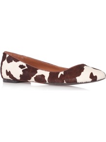 Widgeon5 - predominant colour: chocolate brown; occasions: casual, work; material: leather; heel height: flat; toe: round toe; style: ballerinas / pumps; finish: plain; pattern: animal print