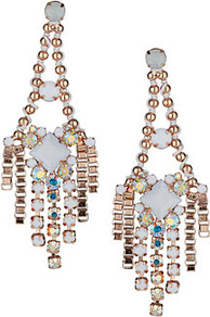 Premium Thread Wrapped Earrings - occasions: evening, occasion; predominant colour: multicoloured; style: chandelier; length: mid; size: large/oversized; material: chain/metal; fastening: pierced; trends: metallics; finish: metallic; embellishment: crystals