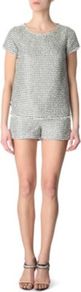 Patratas Shorts - style: shorts; waist detail: fitted waist; pattern: herringbone/tweed; length: short shorts; waist: mid/regular rise; secondary colour: ivory; predominant colour: light grey; occasions: casual, evening, holiday; fibres: cotton - mix; hip detail: fitted at hip (bottoms); trends: metallics; fit: slim leg; pattern type: fabric; pattern size: standard; texture group: woven light midweight