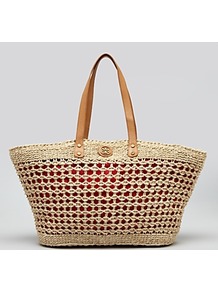 Tote Twisted Straw Megan - predominant colour: stone; occasions: casual, holiday; style: tote; length: shoulder (tucks under arm); size: standard; material: macrame/raffia/straw; pattern: plain; finish: plain
