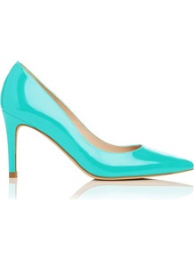 Florete Patent Leather Point Toe Court Shoe Blue Turquoise - predominant colour: turquoise; occasions: evening, work, occasion; material: leather; heel height: high; heel: stiletto; toe: pointed toe; style: courts; finish: patent; pattern: plain