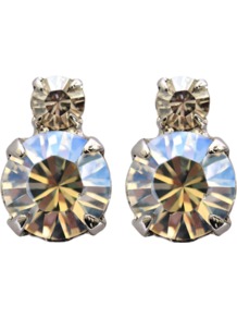 Crystals Earrings - predominant colour: silver; occasions: evening, occasion; style: stud; length: short; size: small; material: chain/metal; fastening: pierced; finish: plain; embellishment: crystals