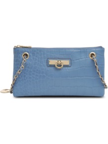 Adjustable Clutch - predominant colour: indigo; occasions: casual, evening, occasion; type of pattern: light; style: clutch; length: hand carry; size: small; material: leather; pattern: plain; finish: plain; embellishment: chain/metal