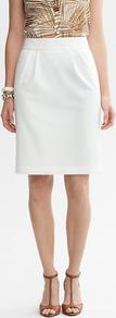 White Sateen Pencil Skirt - pattern: plain; style: pencil; fit: tailored/fitted; waist: mid/regular rise; predominant colour: white; occasions: evening, work, occasion; length: just above the knee; fibres: cotton - stretch; waist detail: narrow waistband; texture group: linen; pattern type: fabric; pattern size: standard