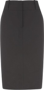 Black Cotton Sateen Pencil Skirt - pattern: plain; style: pencil; fit: tailored/fitted; waist: high rise; predominant colour: black; occasions: evening, work; length: on the knee; fibres: cotton - stretch; pattern type: fabric; pattern size: standard; texture group: other - light to midweight