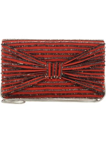 Samara Sequins Clutch Bag - predominant colour: terracotta; occasions: evening, occasion; type of pattern: standard; style: clutch; length: hand carry; size: small; material: fabric; embellishment: sequins; finish: plain; pattern: horizontal stripes