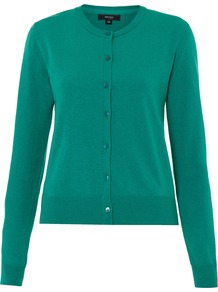Women's Crew Cardigan, Green - neckline: round neck; pattern: plain; predominant colour: emerald green; occasions: casual, work; length: standard; style: standard; fibres: acrylic - mix; fit: standard fit; sleeve length: long sleeve; sleeve style: standard; texture group: knits/crochet; pattern type: knitted - other; pattern size: standard