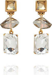 Geometric Crystal Bead Drop Earrings - predominant colour: gold; occasions: evening, work, occasion; style: drop; length: mid; size: standard; material: chain/metal; fastening: clip on; embellishment: crystals