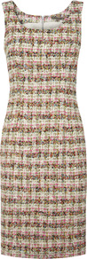 Multicolour Tweed Shift Dress - sleeve style: wide vest straps; style: shift; fit: tailored/fitted; pattern: herringbone/tweed; occasions: work, occasion; length: just above the knee; neckline: scoop; fibres: nylon - mix; predominant colour: multicoloured; sleeve length: sleeveless; pattern type: fabric; pattern size: standard; texture group: tweed - bulky/heavy