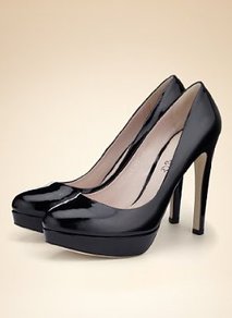 Autograph Italian Exclusive Leather Platform Shoes With Insolia® - predominant colour: black; occasions: evening, work, occasion; material: leather; heel: platform; toe: round toe; style: courts; finish: patent; pattern: plain; heel height: very high