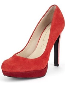 Autograph Suede Platform Court Shoes With Insolia® - predominant colour: true red; occasions: evening, occasion; material: suede; heel: platform; toe: round toe; style: courts; finish: plain; pattern: plain; heel height: very high